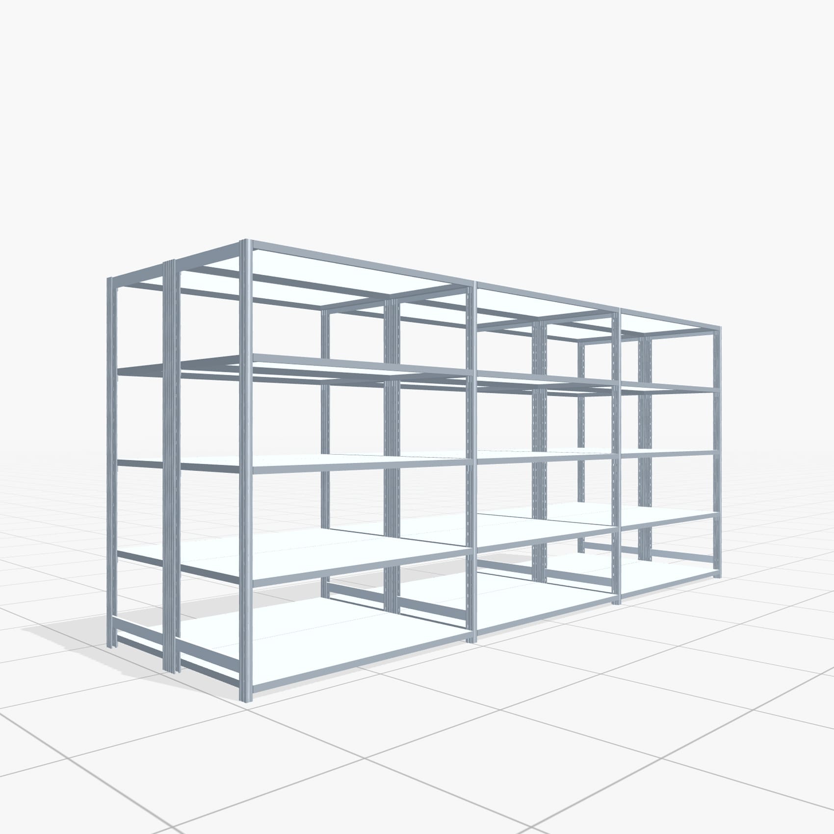 Fachbodenregal FBX 4000, H: 1.750 mm, B: 3.923 mm mm, T: 600 mm, Ebenen: 5