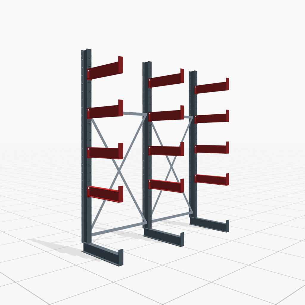 Kragarmregale Handbedient KHX 3000, H: 2.500 mm, B: 2.066 mm mm, Armlänge: 1.880 kg, Einseitige Nutzung