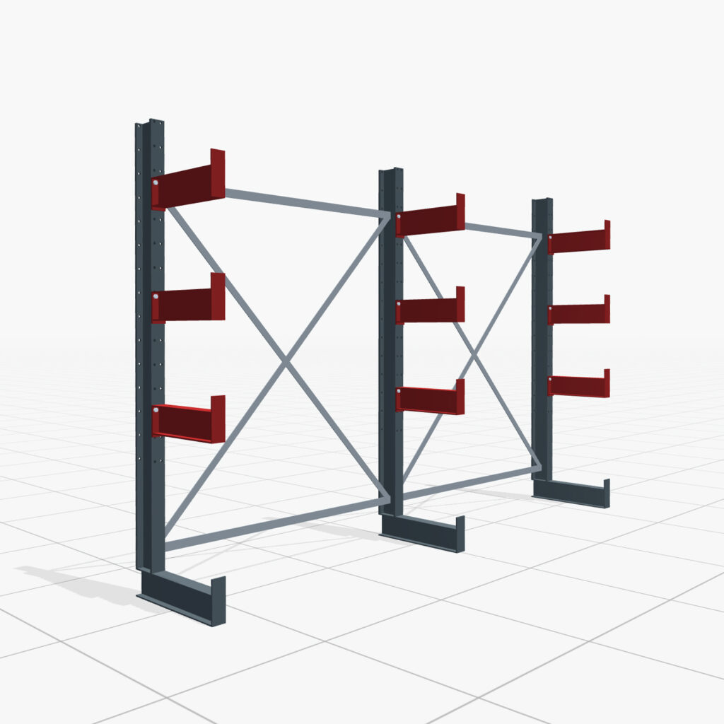 Kragarmregale Handbedient KHX 3000, H: 2.000 mm, B: 3.075 mm mm, Armlänge: 2.680 kg, Einseitige Nutzung