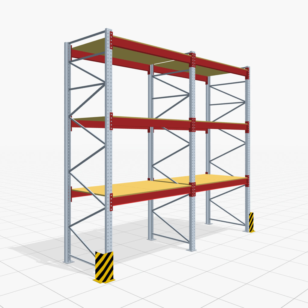 Palettenregale PRX 1000, Europalette, H: 3.600 mm, B: 3.900 mm, Palettengewicht: 500 kg, Palettenplätze: 16