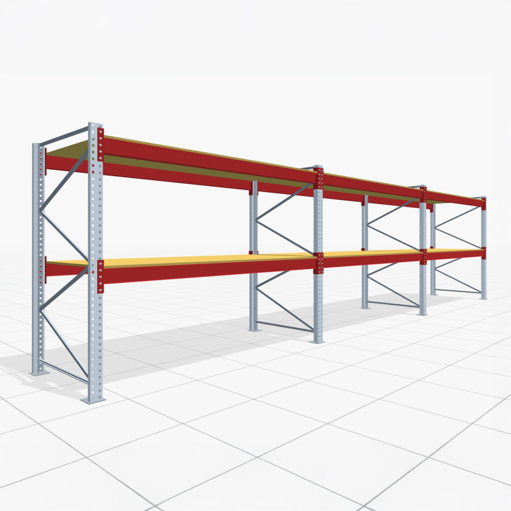 Palettenregale PRX 1000, Europalette, H: 2.100 mm, B: 8.500 mm, Palettengewicht: 500 kg, Palettenplätze: 27