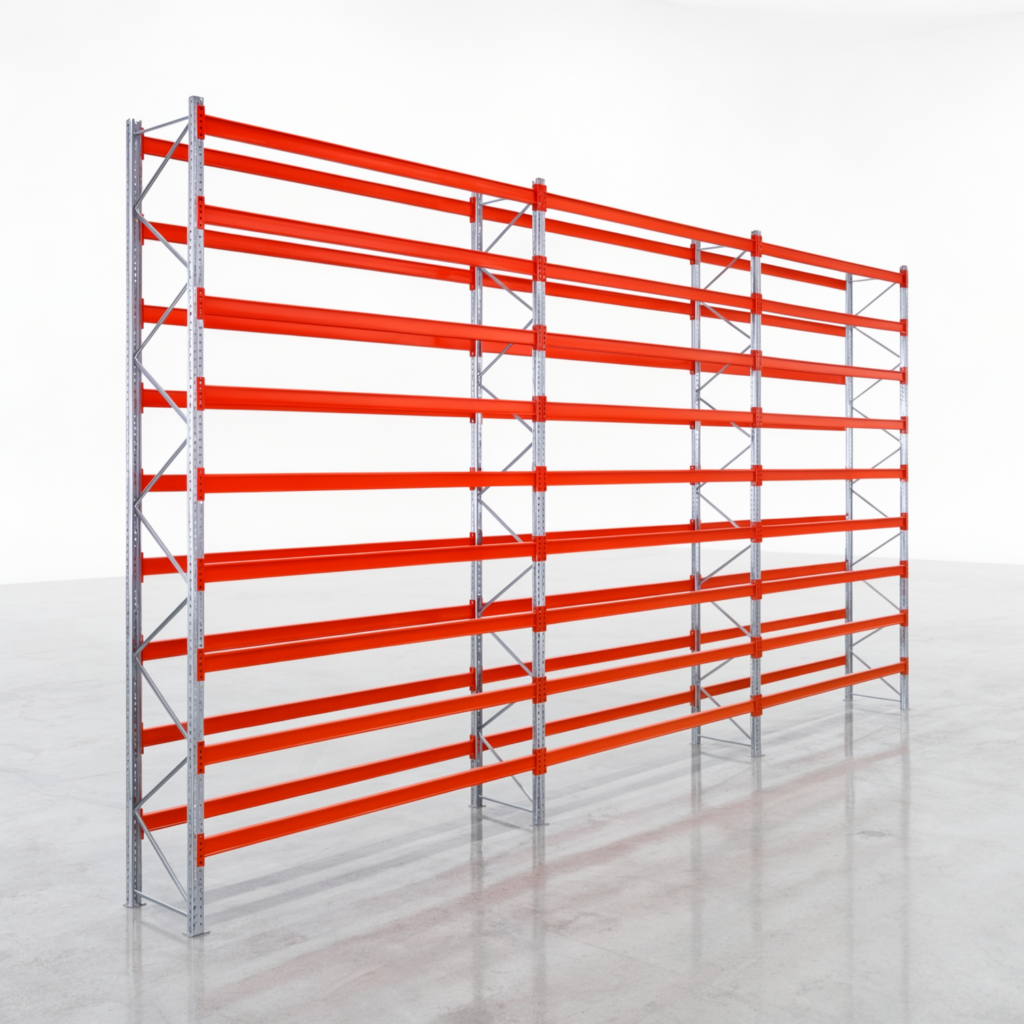 Palettenregale PRX 1000, Industriepalette, H: 5.600 mm, B: 8.500 mm, Palettengewicht: 750 kg, Palettenplätze: 27