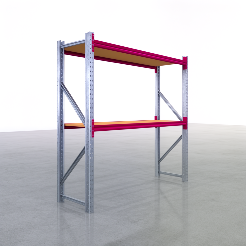 Weitspannregale WSX 5000, H: 2.000 mm, B: 2.121 mm mm, T: 600 mm, Ebenen: 3, Feldbreite: 2.000 mm, Auflage: Spanplatte