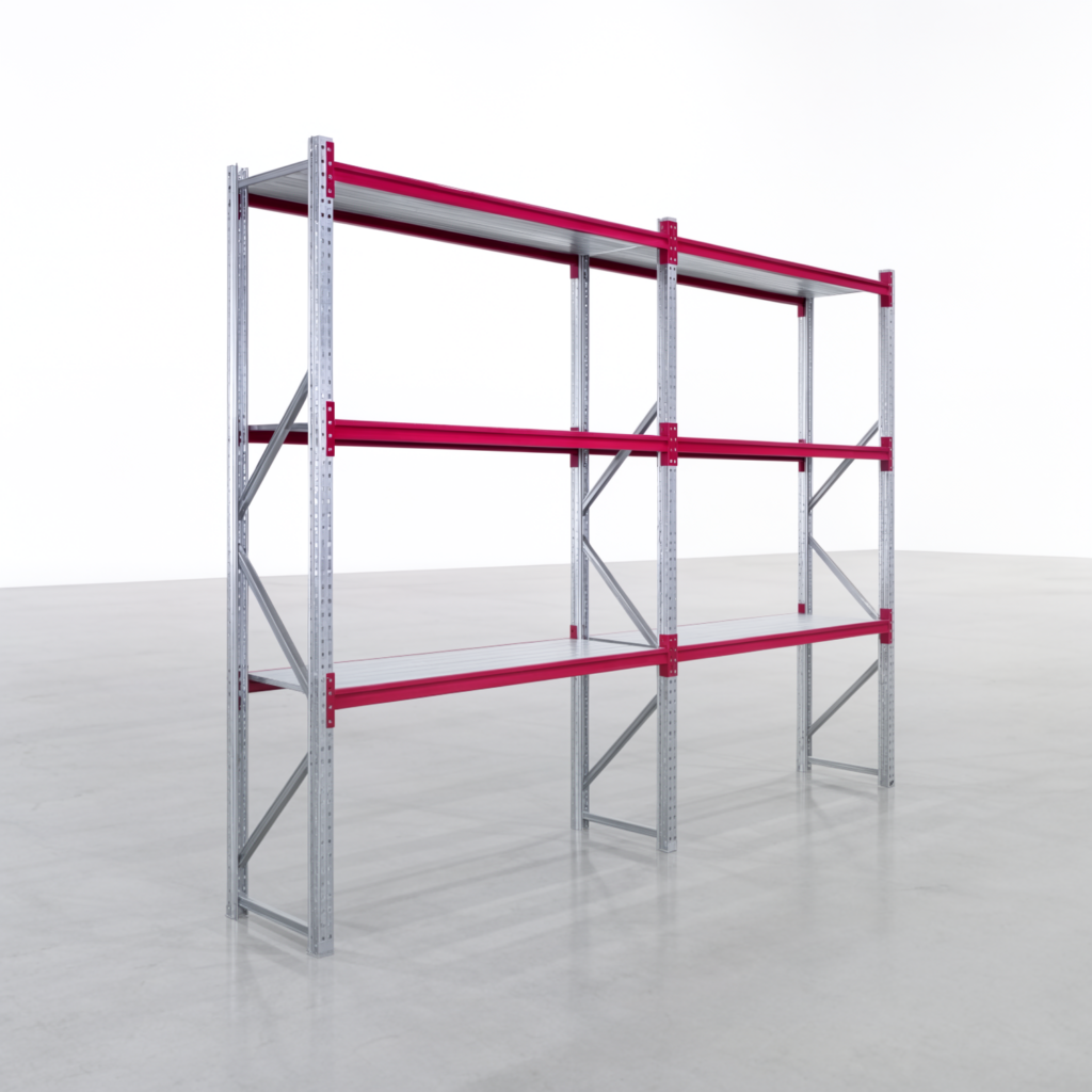 Weitspannregale WSX 5000, H: 3.000 mm, B: 4.177 mm mm, T: 600 mm, Ebenen: 4, Feldbreite: 2.000 mm, Auflage: Stahlboden