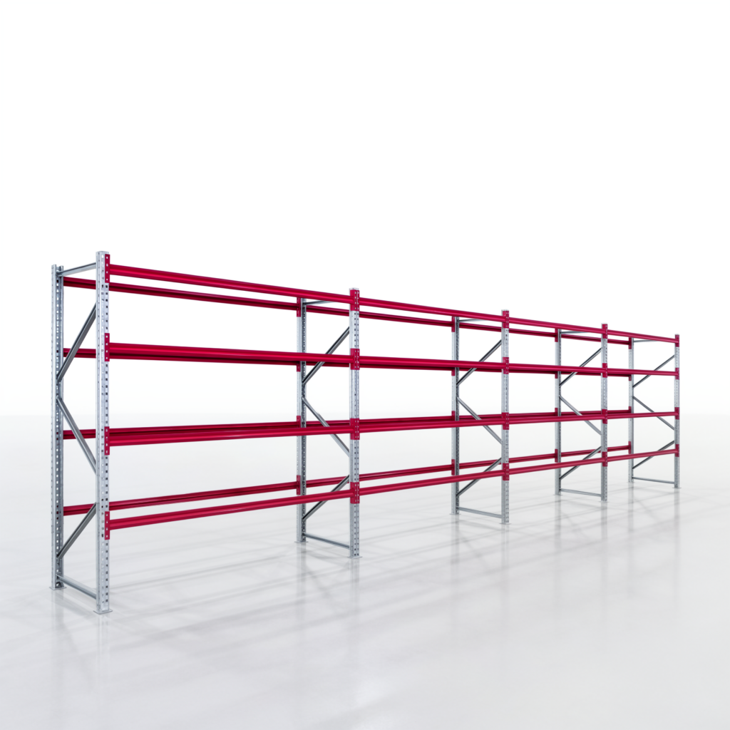 Weitspannregale WSX 5000, H: 2.400 mm, B: 10.269 mm mm, T: 800 mm, Ebenen: 5, Feldbreite: 2.500 mm, Auflage: ohne