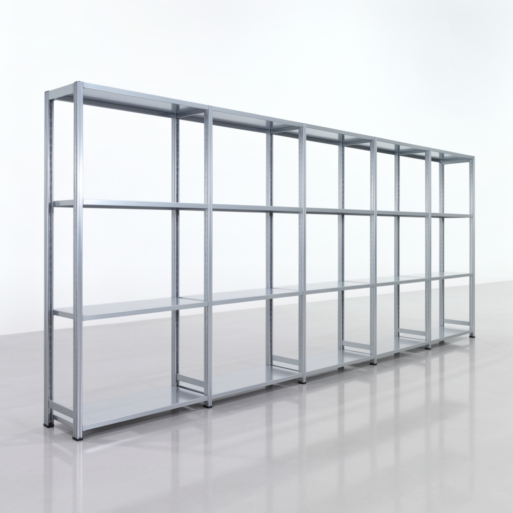 Fachbodenregal FBX 4000, H: 2.000 mm, B: 5.017 mm mm, T: 400 mm, Ebenen: 4