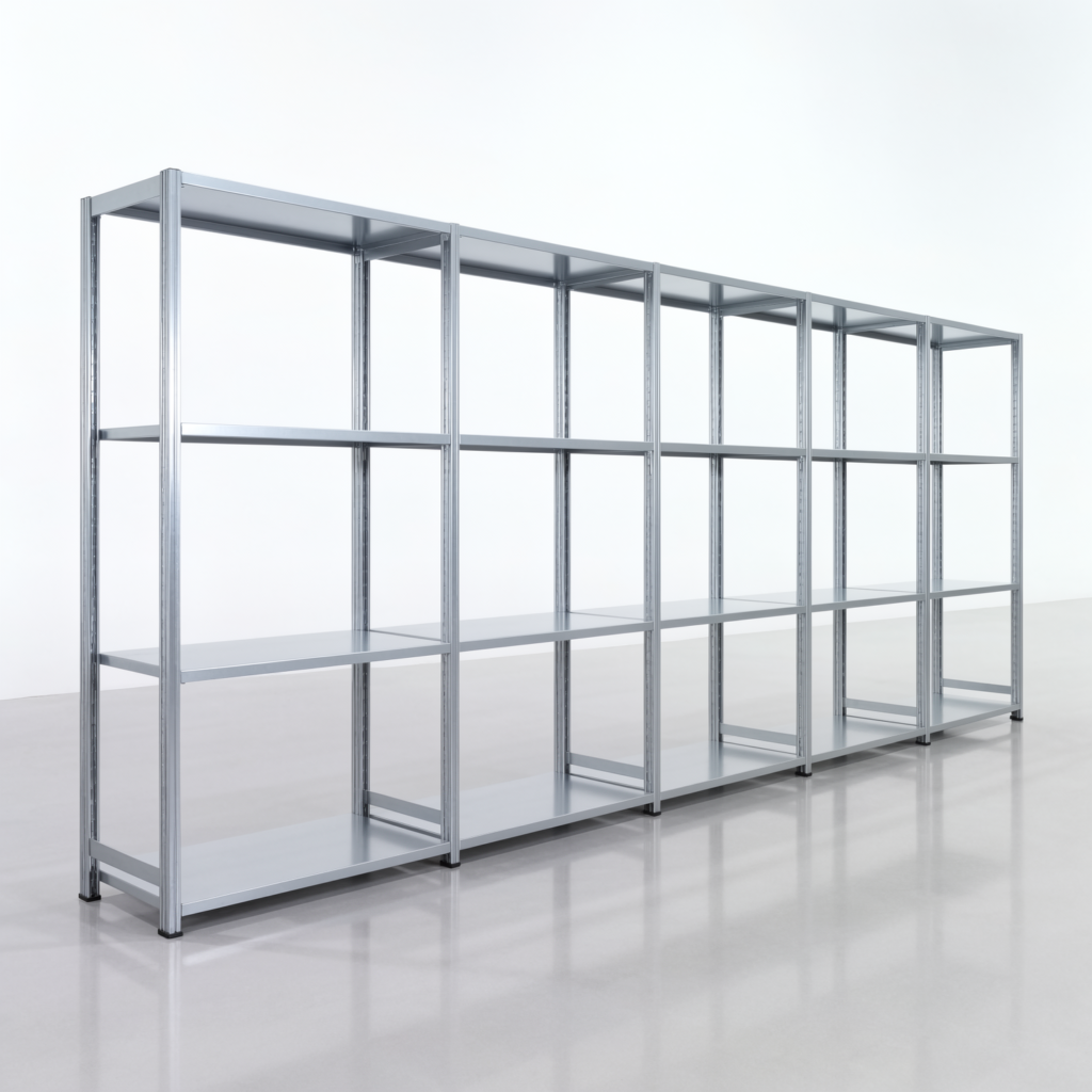 Fachbodenregal FBX 4000, H: 2.000 mm, B: 5.017 mm mm, T: 500 mm, Ebenen: 4