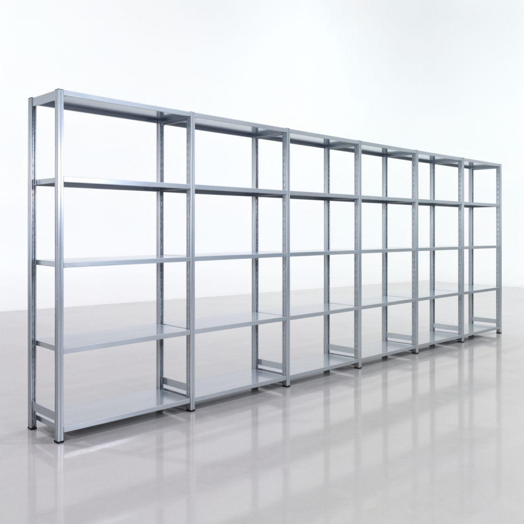 Fachbodenregal FBX 4000, H: 2.000 mm, B: 6.014 mm mm, T: 400 mm, Ebenen: 5