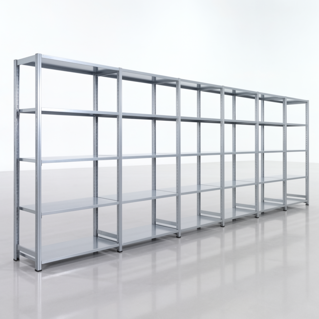 Fachbodenregal FBX 4000, H: 2.000 mm, B: 6.014 mm mm, T: 500 mm, Ebenen: 5