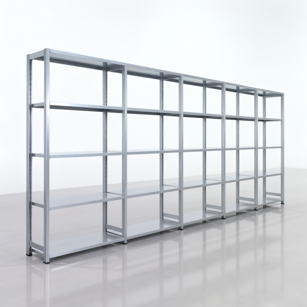 Fachbodenregal FBX 4000, H: 2.000 mm, B: 5.017 mm mm, T: 400 mm, Ebenen: 5