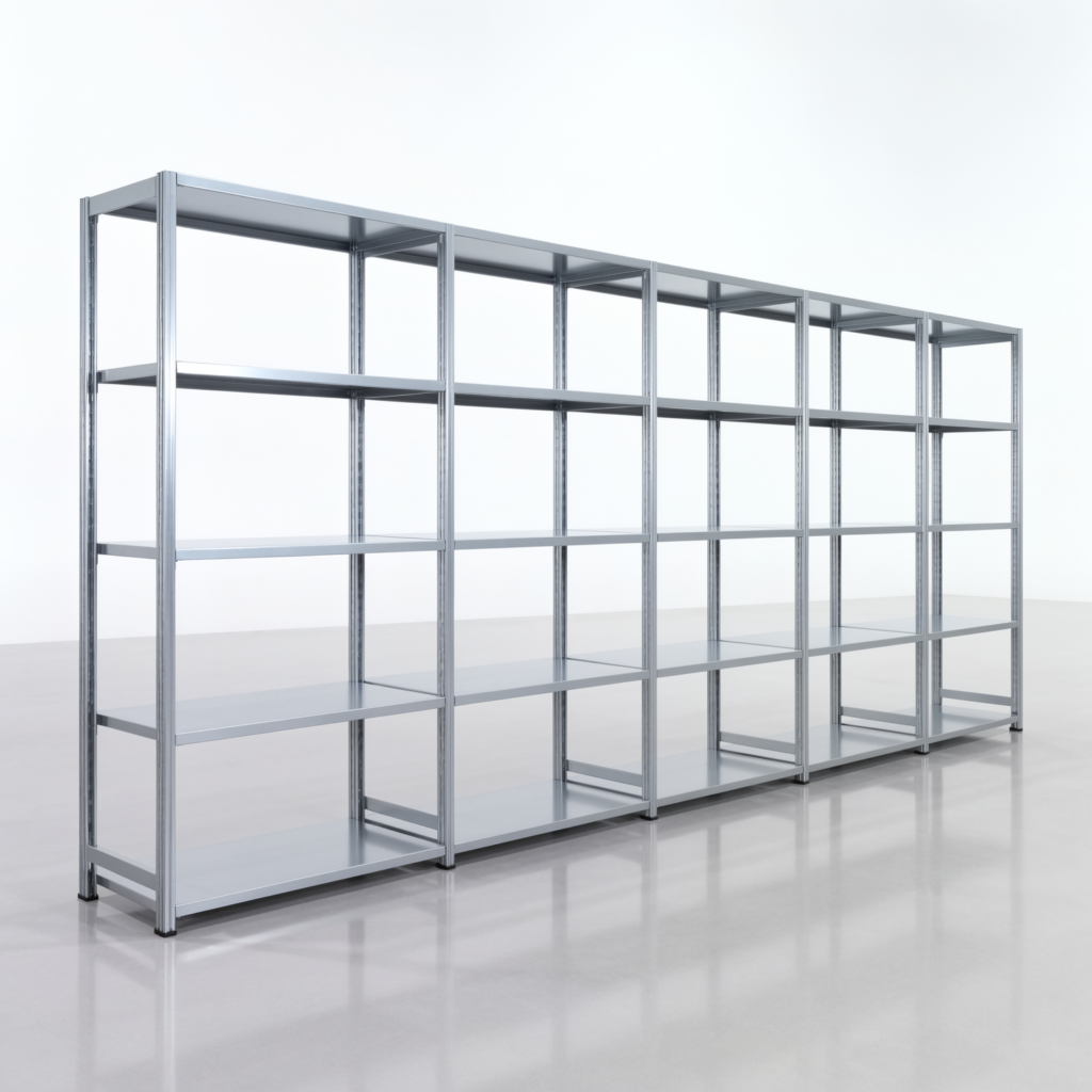 Fachbodenregal FBX 4000, H: 2.000 mm, B: 5.017 mm mm, T: 500 mm, Ebenen: 5