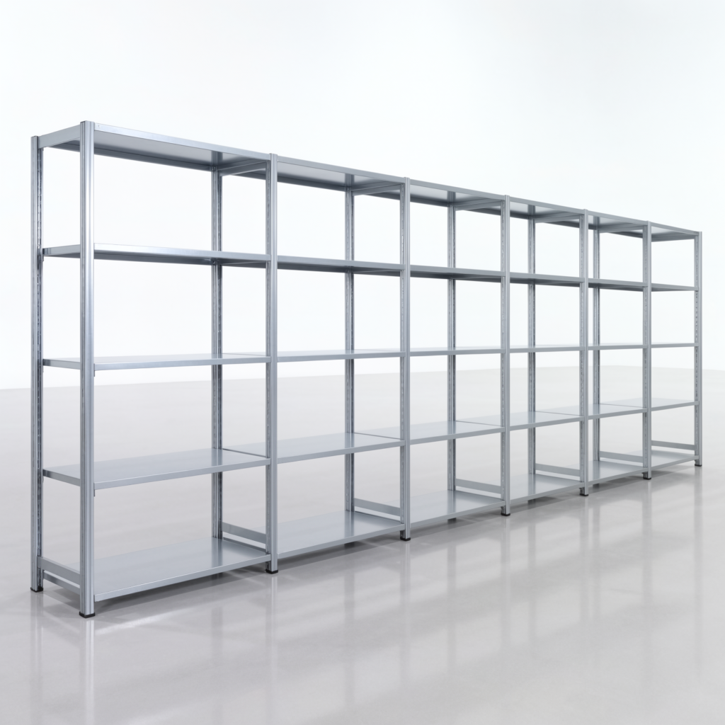 Fachbodenregal FBX 4000, H: 2.000 mm, B: 6.014 mm mm, T: 500 mm, Ebenen: 5