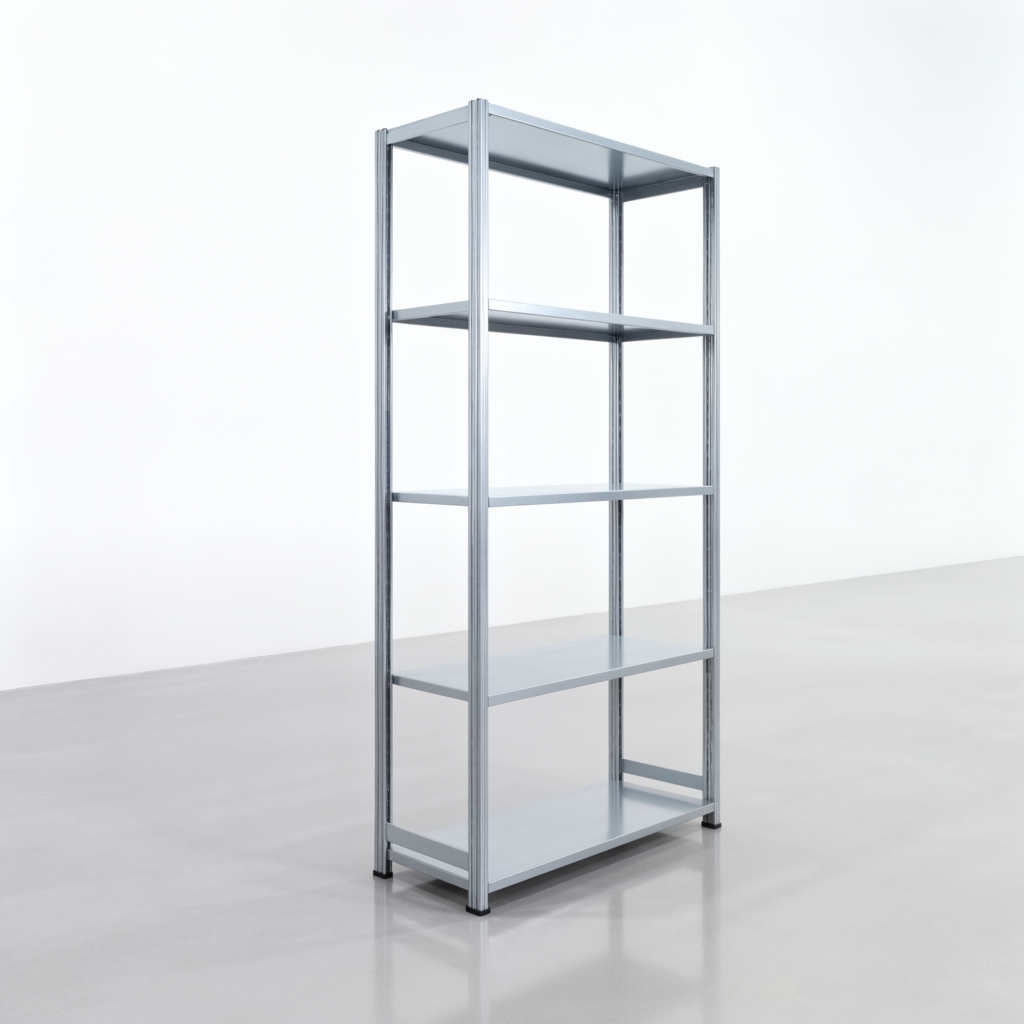 Fachbodenregal FBX 4000, H: 2.350 mm, B: 1.229 mm mm, T: 500 mm, Ebenen: 5