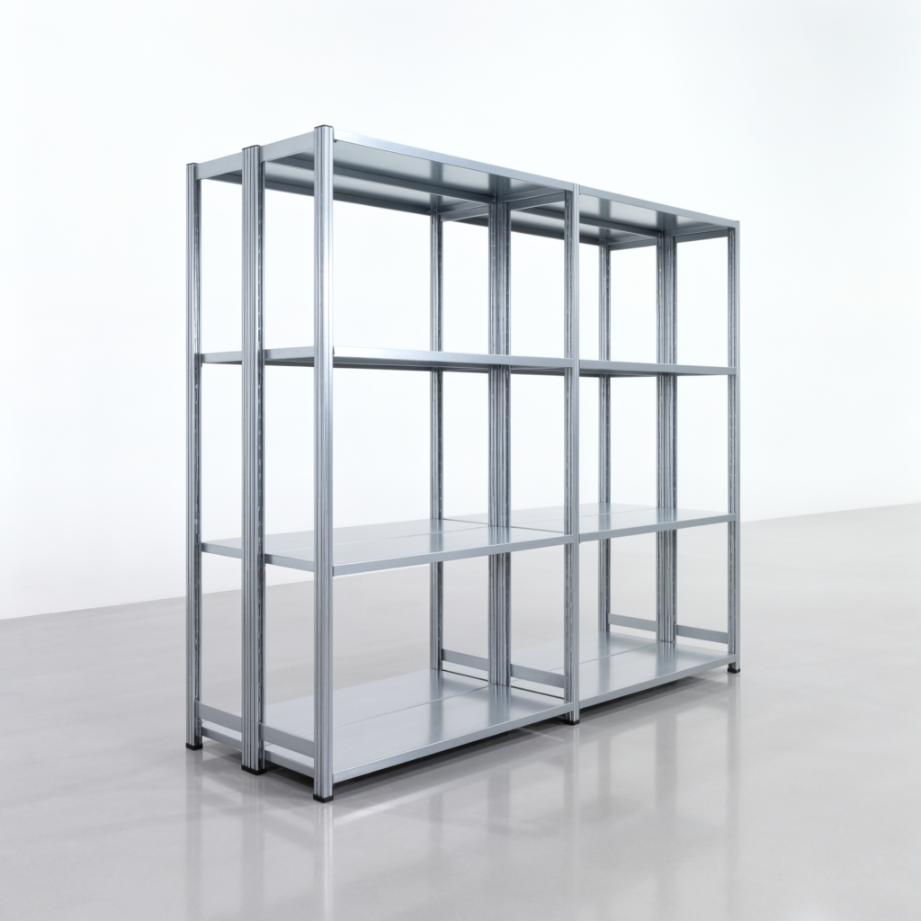 Fachbodenregal FBX 4000, H: 2.000 mm, B: 2.426 mm mm, T: 400 mm, Ebenen: 4