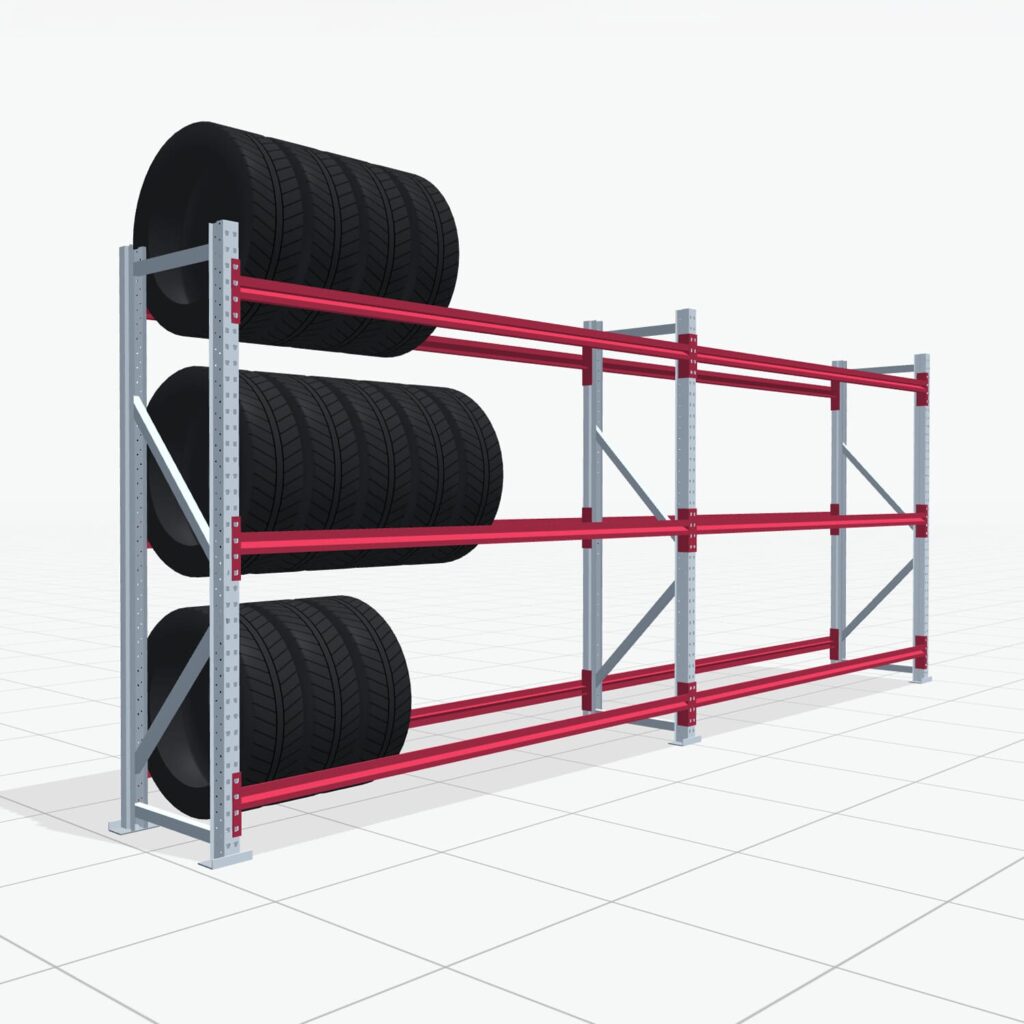 Reifenregale RSX 5000, H: 2.000 mm, B: 5.167 mm mm, T: 600 mm (19 - 21