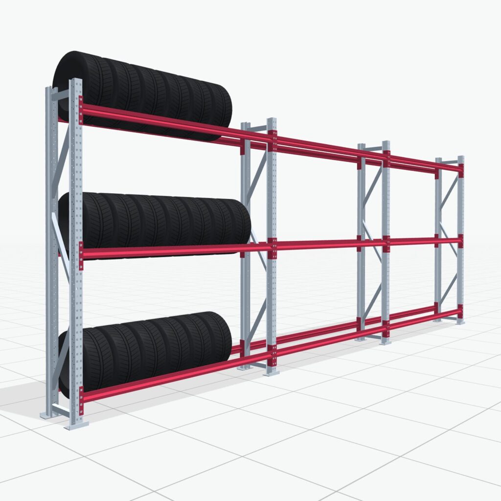 Reifenregale RSX 5000, H: 2.400 mm, B: 6.233 mm mm, T: 400 mm (13 - 15