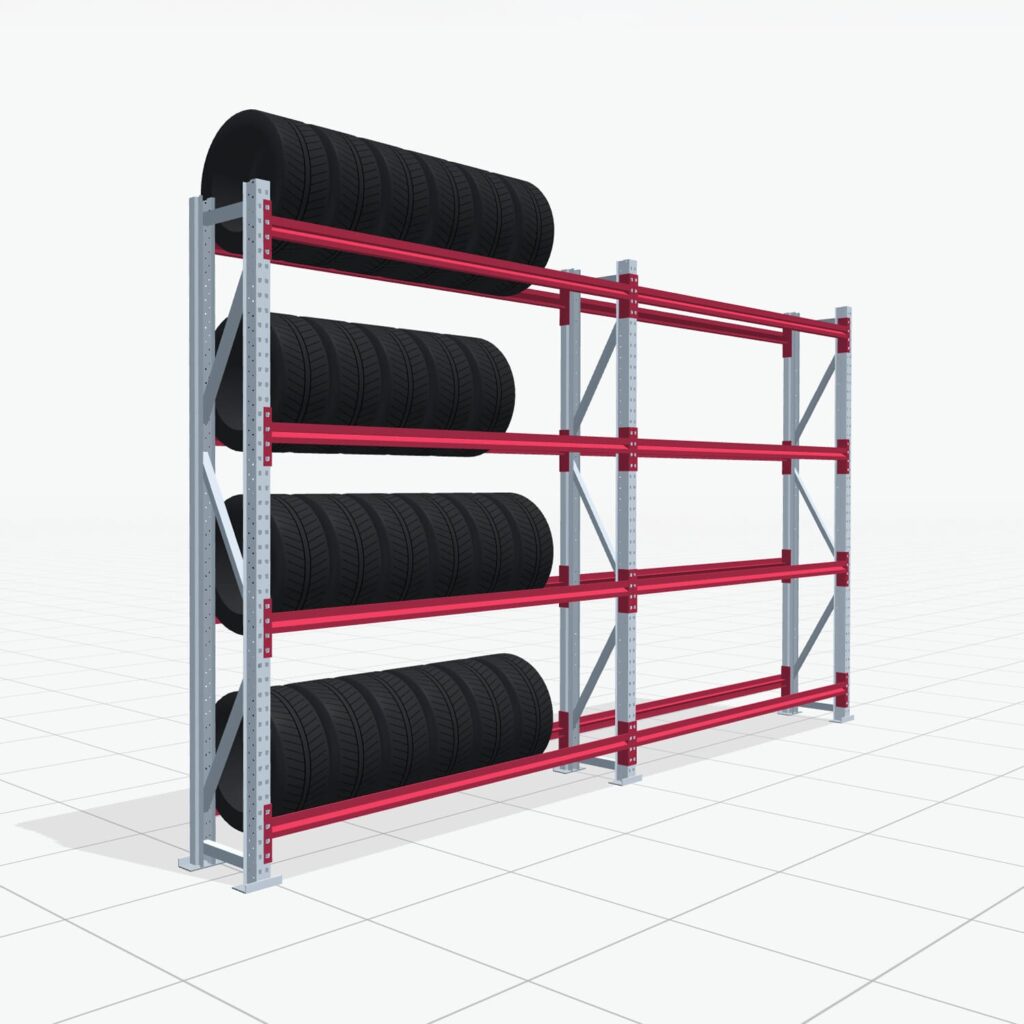 Reifenregale RSX 5000, H: 2.400 mm, B: 5.167 mm mm, T: 400 mm (13 - 15