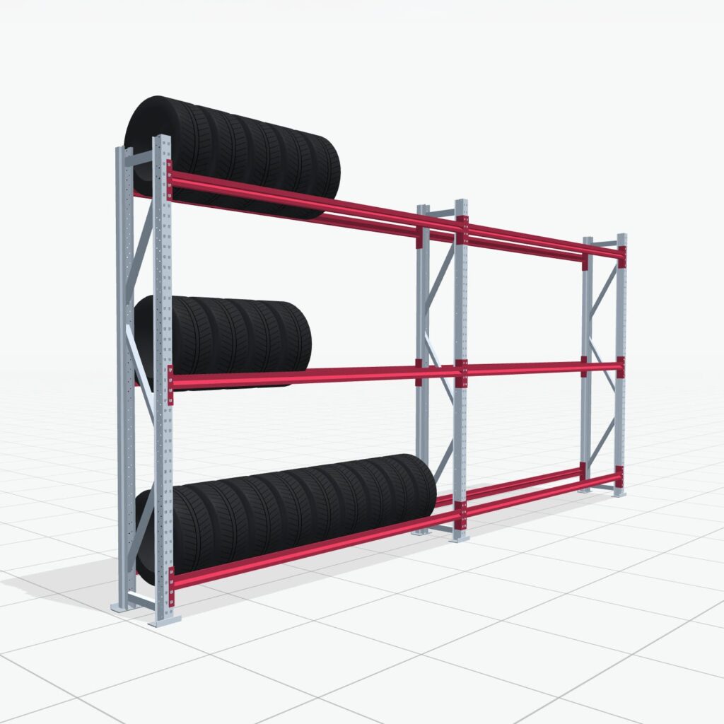 Reifenregale RSX 5000, H: 2.400 mm, B: 5.167 mm mm, T: 400 mm (13 - 15