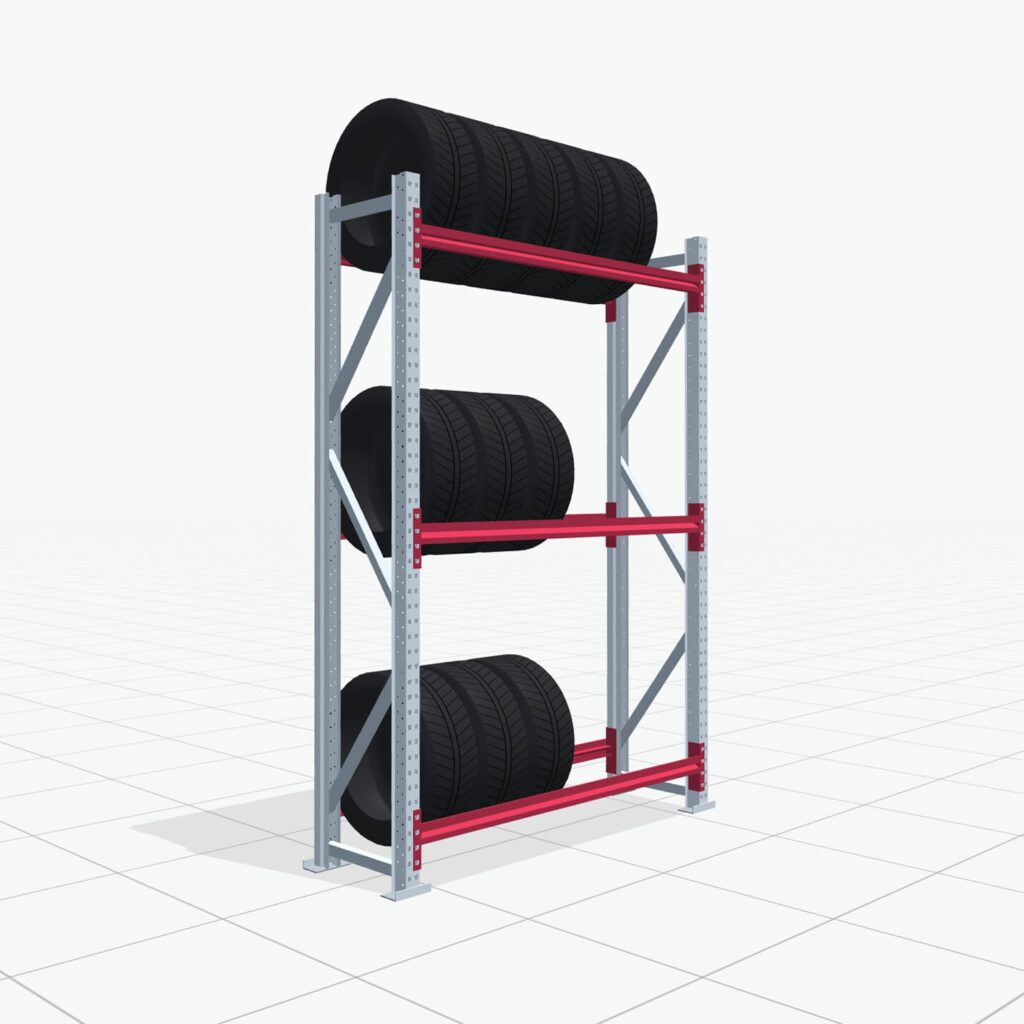 Reifenregale RSX 5000, H: 2.400 mm, B: 1.626 mm mm, T: 500 mm (16 - 18