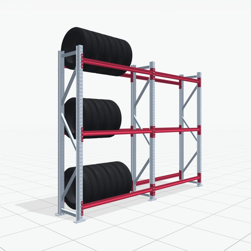 Reifenregale RSX 5000, H: 2.400 mm, B: 3.187 mm mm, T: 500 mm (16 - 18