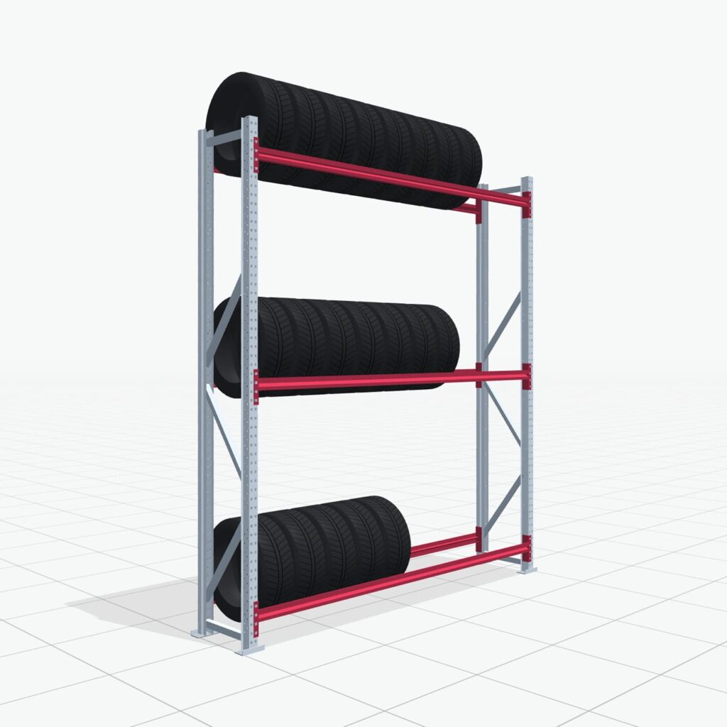 Reifenregale RSX 5000, H: 3.000 mm, B: 2.616 mm mm, T: 500 mm (16 - 18