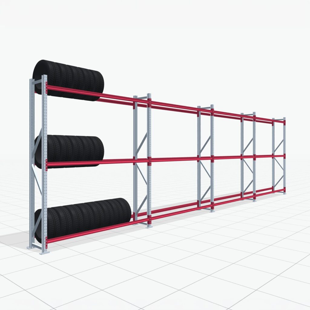 Reifenregale RSX 5000, H: 3.000 mm, B: 10.269 mm mm, T: 500 mm (16 - 18