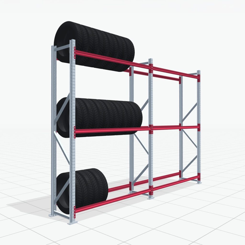 Reifenregale RSX 5000, H: 3.000 mm, B: 4.177 mm mm, T: 600 mm (19 - 21