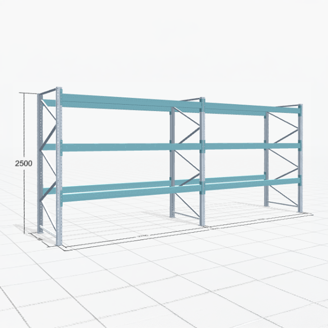 Palettenregal Basic PRB 1100, H: 2500 mm, B: 5.660 mm, Palettengewicht: 1000 kg, Palettenplätze: 24