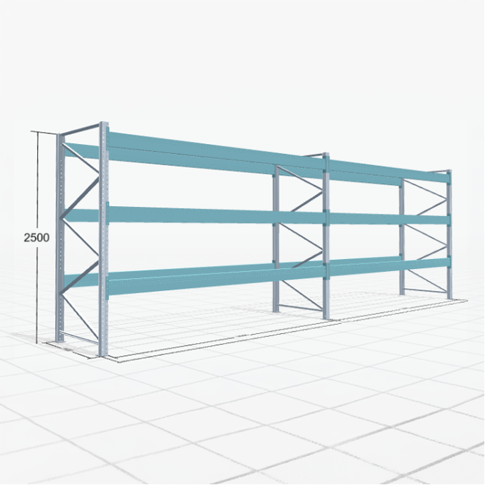 Palettenregal Basic PRB 1100, H: 2500 mm, B: 7.460 mm, Palettengewicht: 1000 kg, Palettenplätze: 32