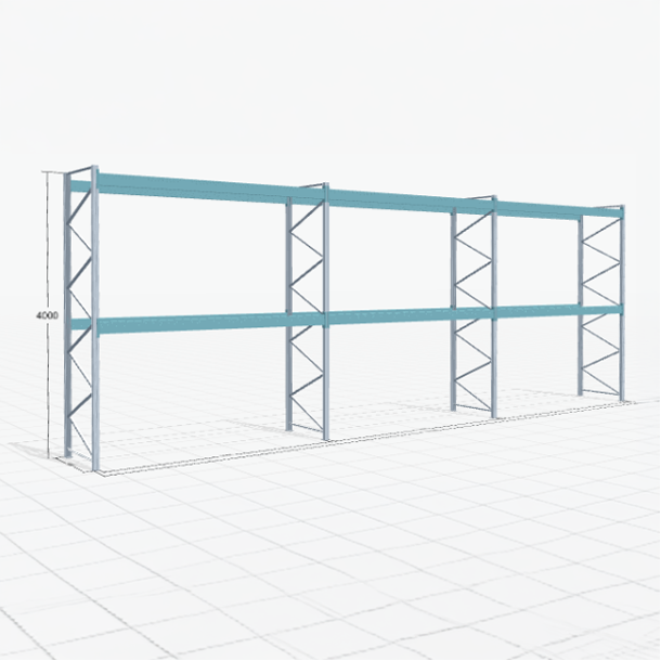 Palettenregal Basic PRB 1100, H: 4000 mm, B: 11.150 mm, Palettengewicht: 1000 kg, Palettenplätze: 36